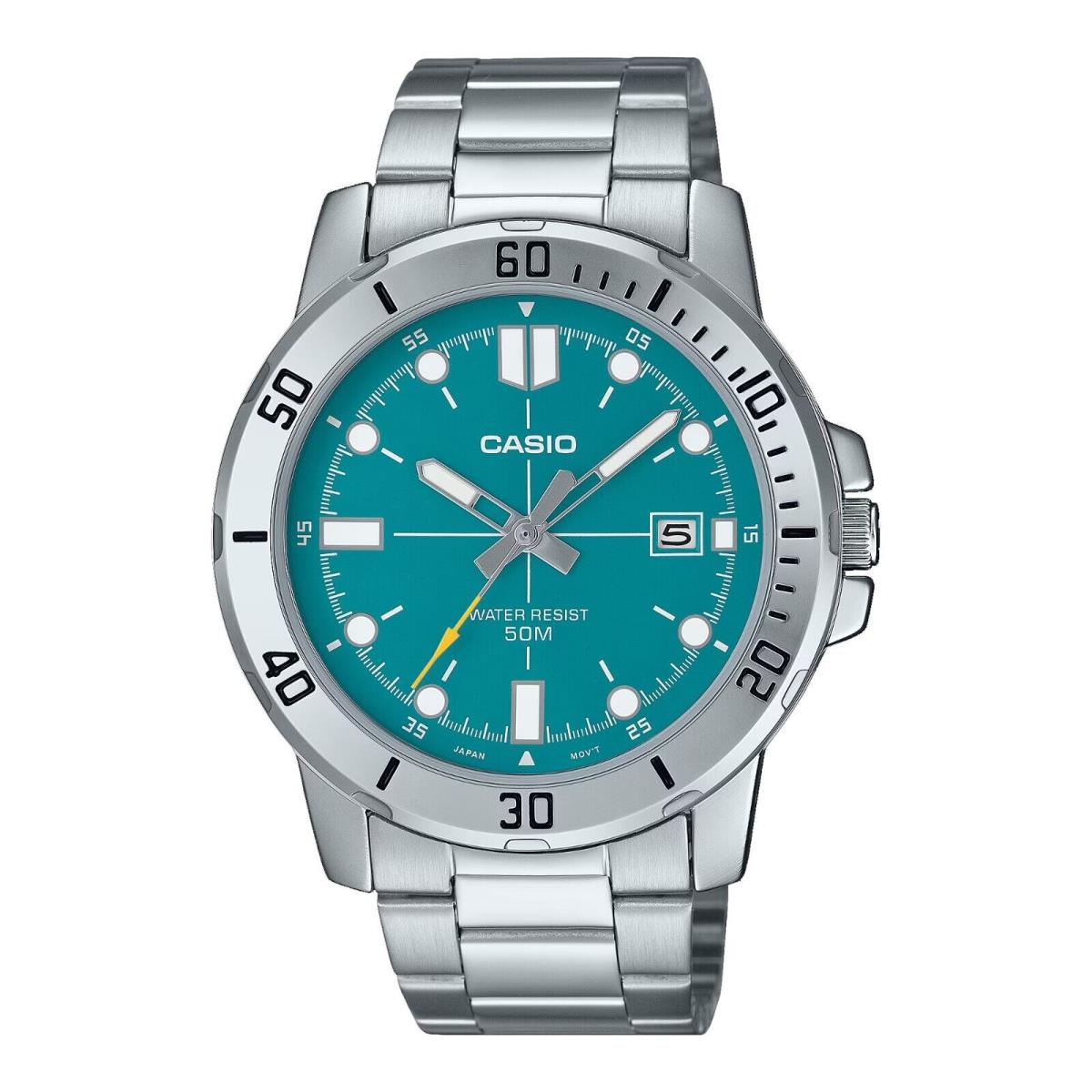 MTP-VD01D-3E2V Men`s Enticer Stainless Steel Green Dial Casual Sport Watch by Casio
