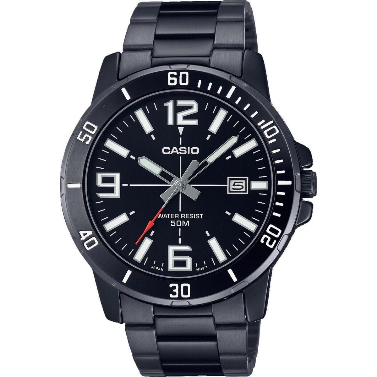 MTP-VD01B-1BV Men`s Enticer Black Stainless Steel Dial Casual Sport Watch by Casio