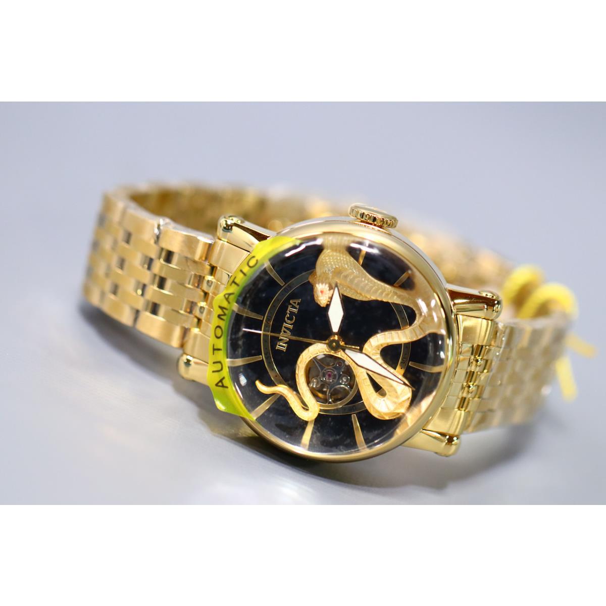 Invicta Vintage Men 44mm Stainless Steel Gold Black Dial NH38A Automatic