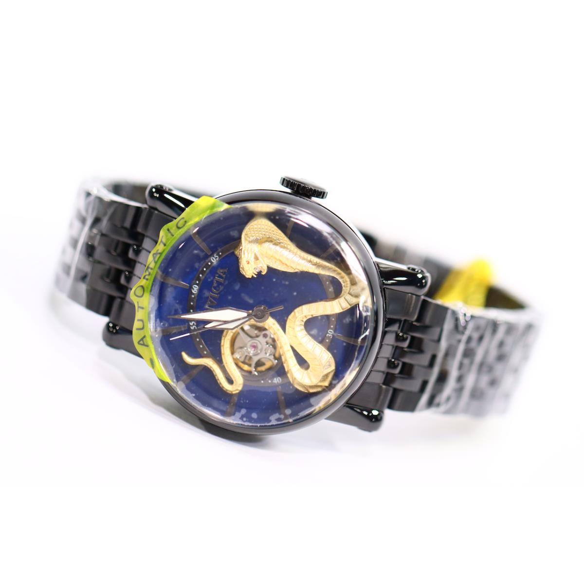 Invicta Vintage Men 44mm Stainless Steel Black Blue Dial NH38A Automatic