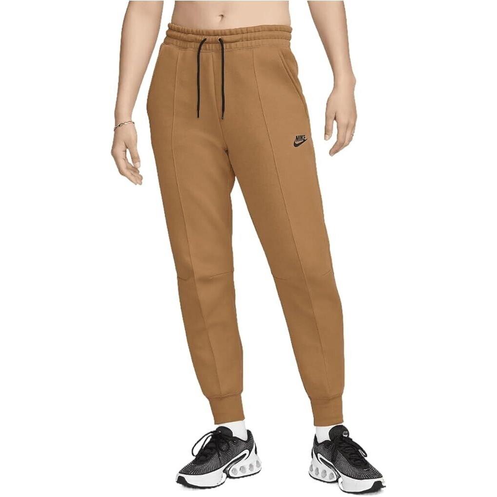 Nike Sportswear Tech Fleece Joggers Womens Brown Drawstring Waist Active APP1433 Brown