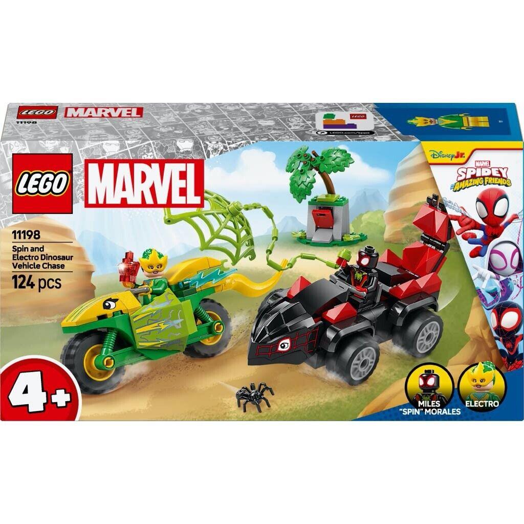 Lego Marvel Spin and Electro Dinosaur Vehicle Chase 11198 Toy Kit 124 Pcs