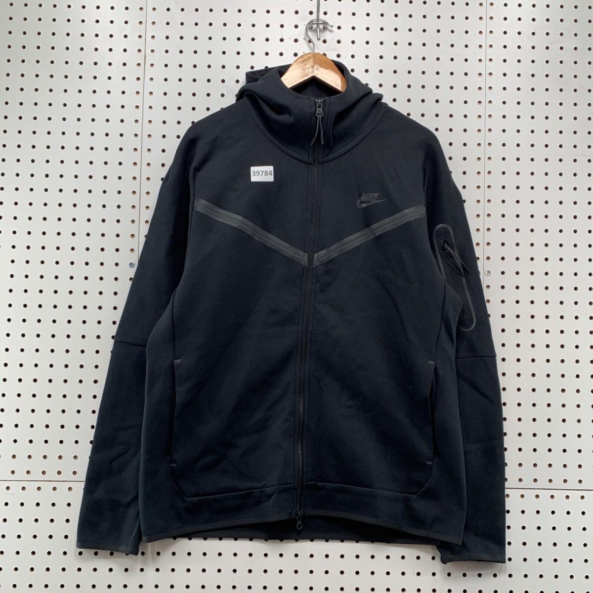 Nike Tech Hoodie Zip Sweatshirt Mens Large Black Hooded Pullover 23x27