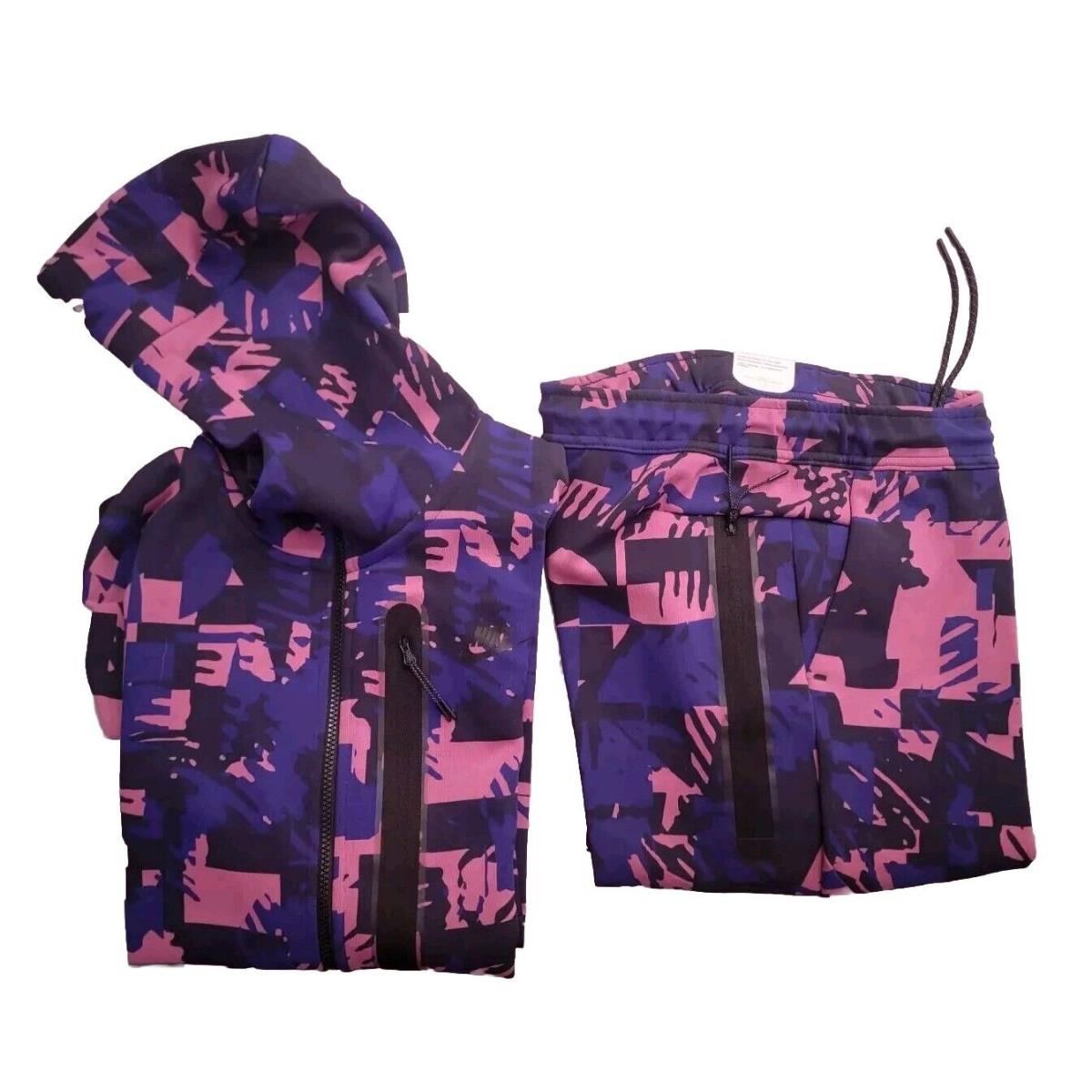 Nike Sportswear Tracksuit Allover Print Tech Fleece Pants/full-zip Hoodie SZ M