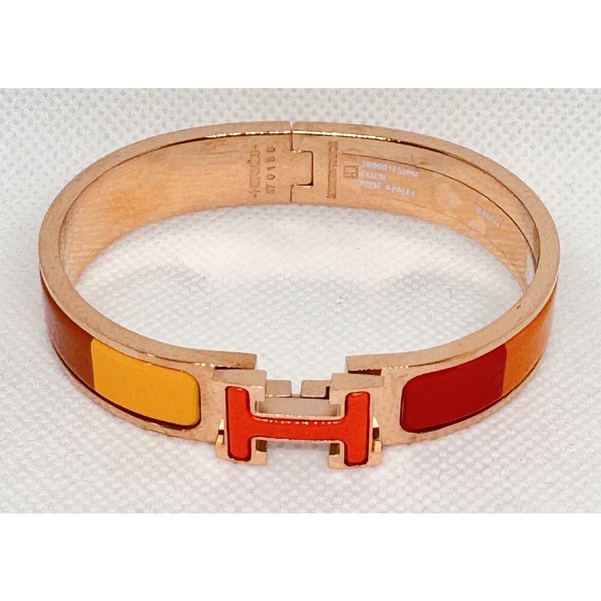 Hermes Orange Yellow Enamel Blocks H Clic Clac Bangle Bracelet 17cm Birk