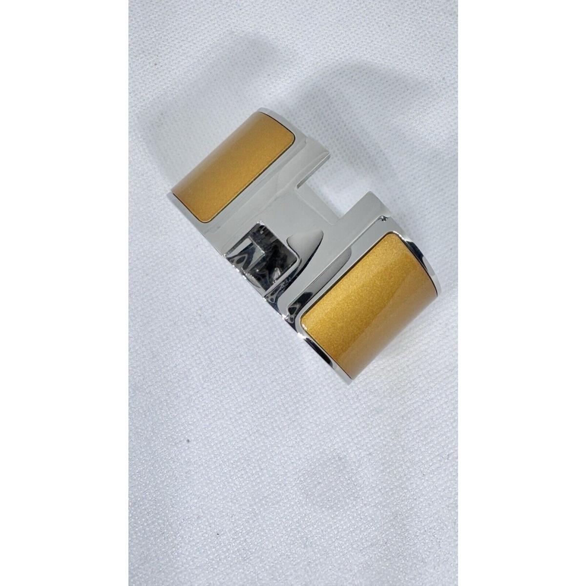 Hermes Extra Wide H Clic Palladium Gold Bangle Cuff Bracelet PM Birk