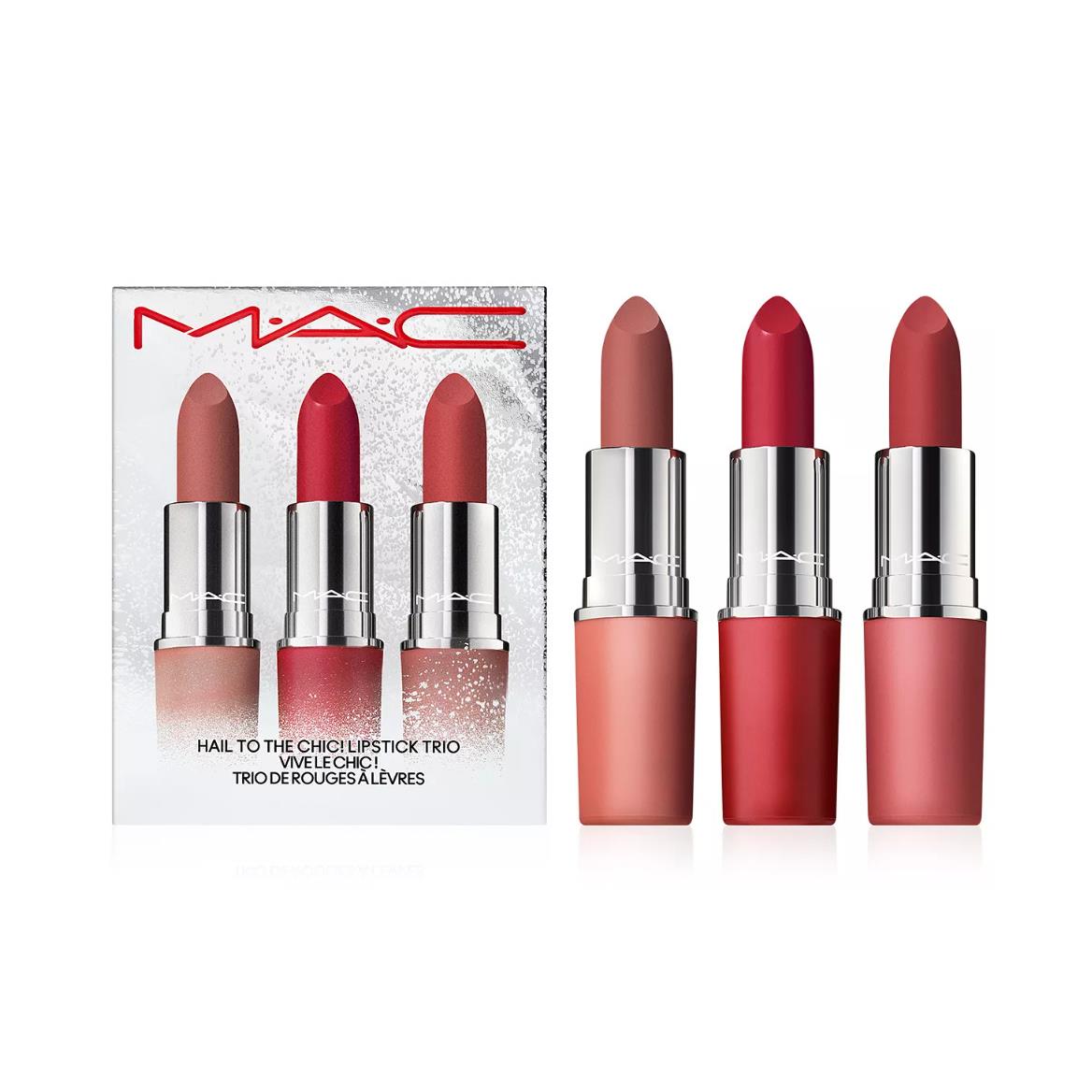 Mac Hail To The Chic Lipstick Trio Set Ruby Woo Teddy 2.0 Just Curious Hot