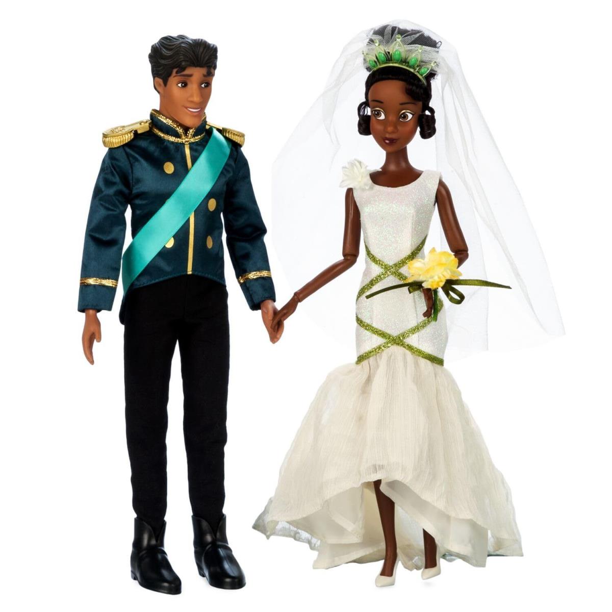 Disney Store Official Princess Wedding Doll Set Tiana Prince Naveen