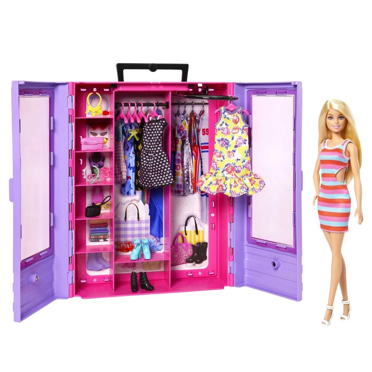 Barbie Doll Playset Fashionistas Ultimate Closet with Clothes 3 Outfits