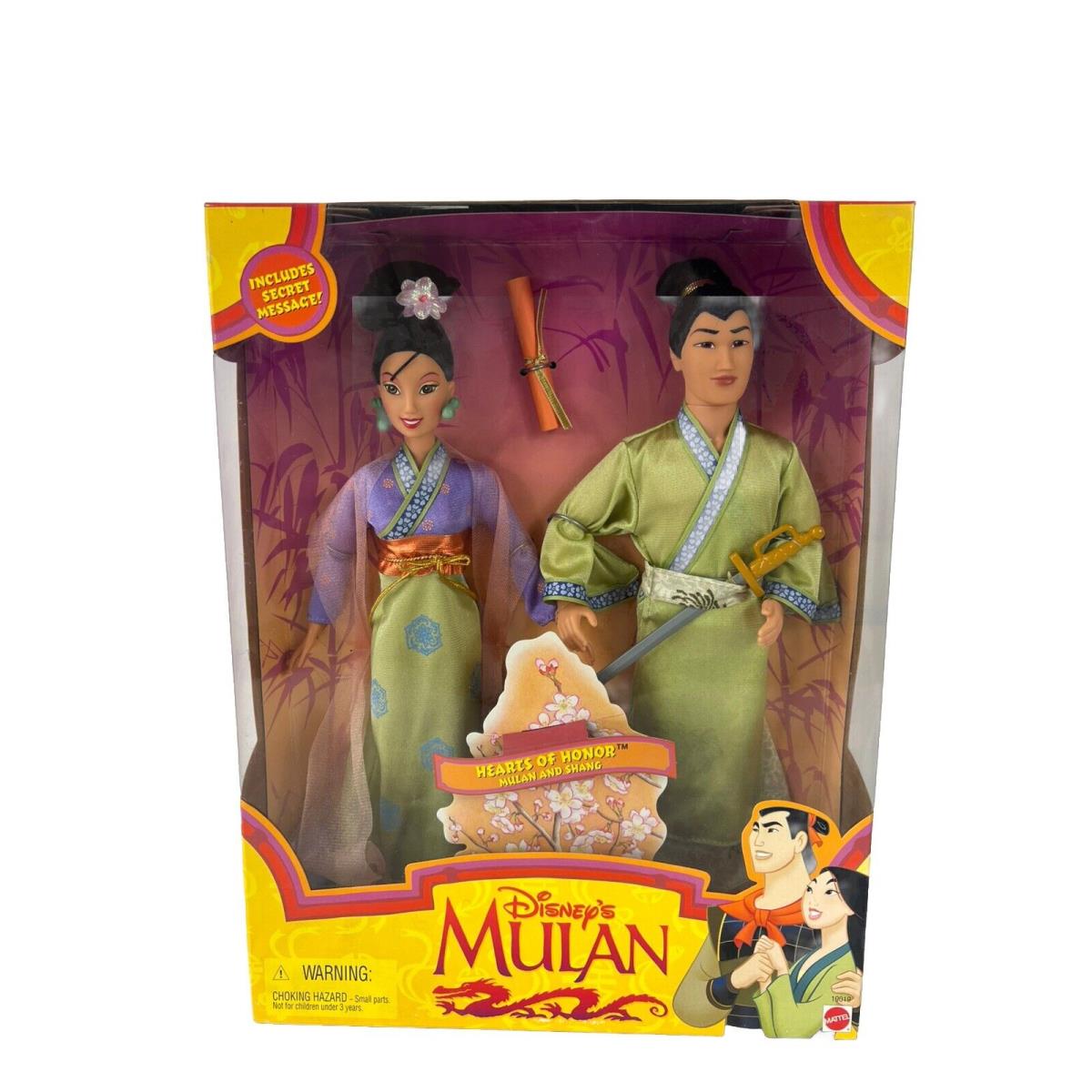 Disney Mulan Hearts of Honor Mulan and Shang Doll Set Mattel 19019 Nrfb