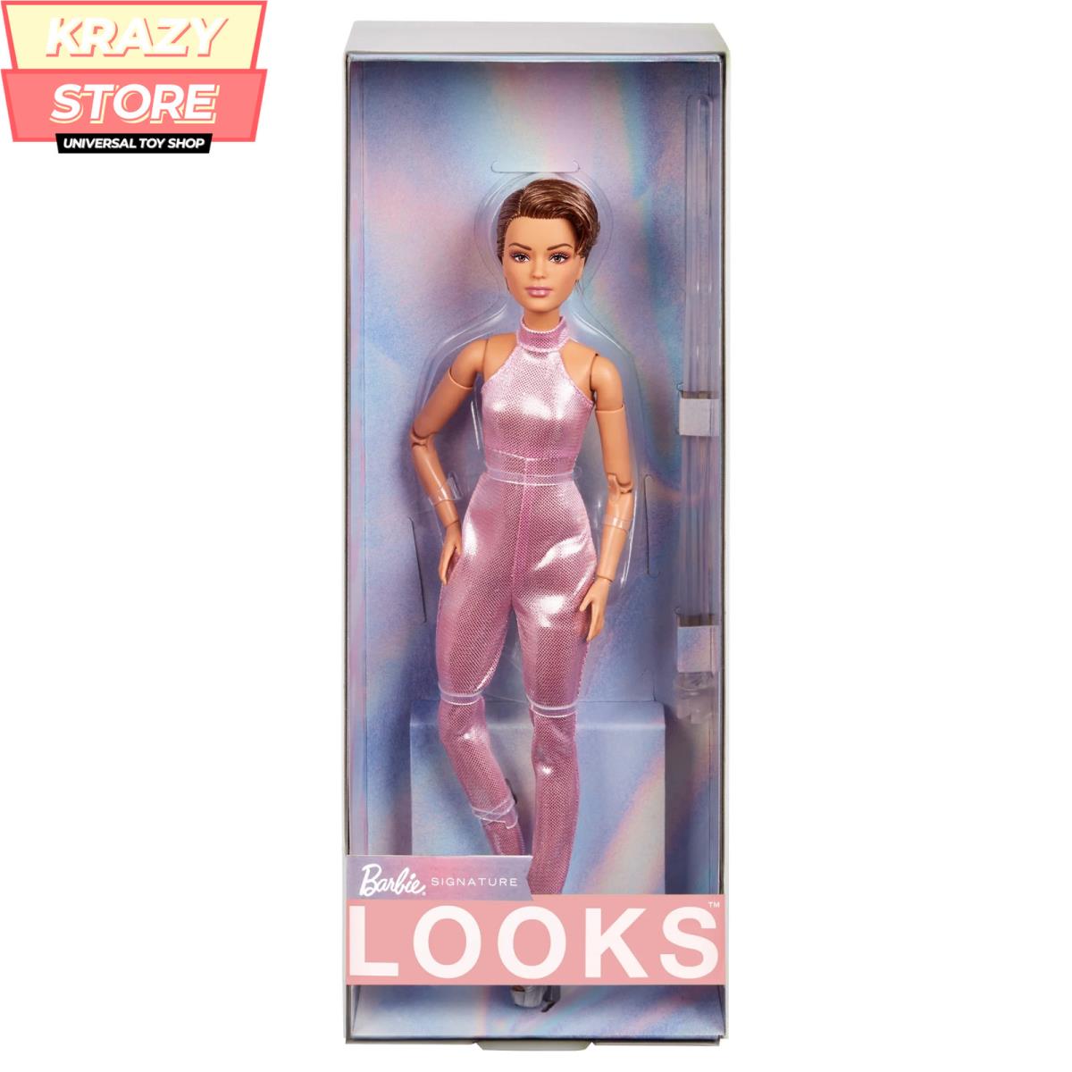 Barbie Looks No. 22 Collectible Doll with Pixie Cut and Sequined Y2K Jumpsuit