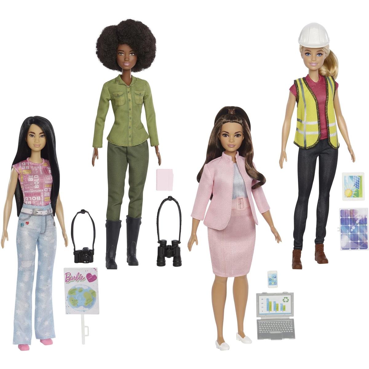 Barbie Eco-leadership Team 4 Doll Set Recycled Plastic Except Head Hair