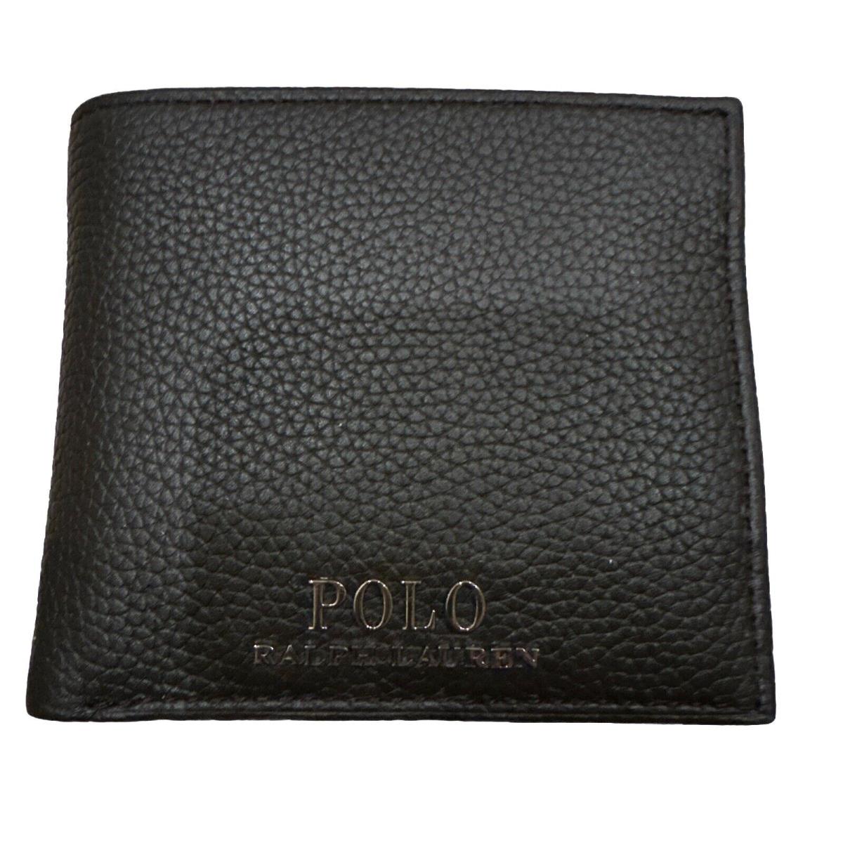 Polo Ralph Lauren Wallet Bifold Pebbled Dark Brown