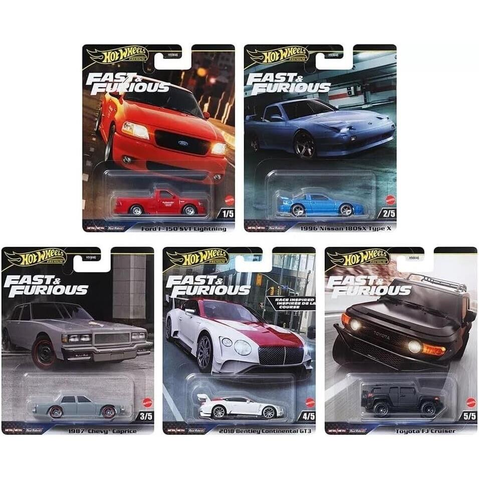 5-PACK Hot Wheels Premium Fast Furious 1:64 Die-cast Cars - 2024 Mix 4 Set
