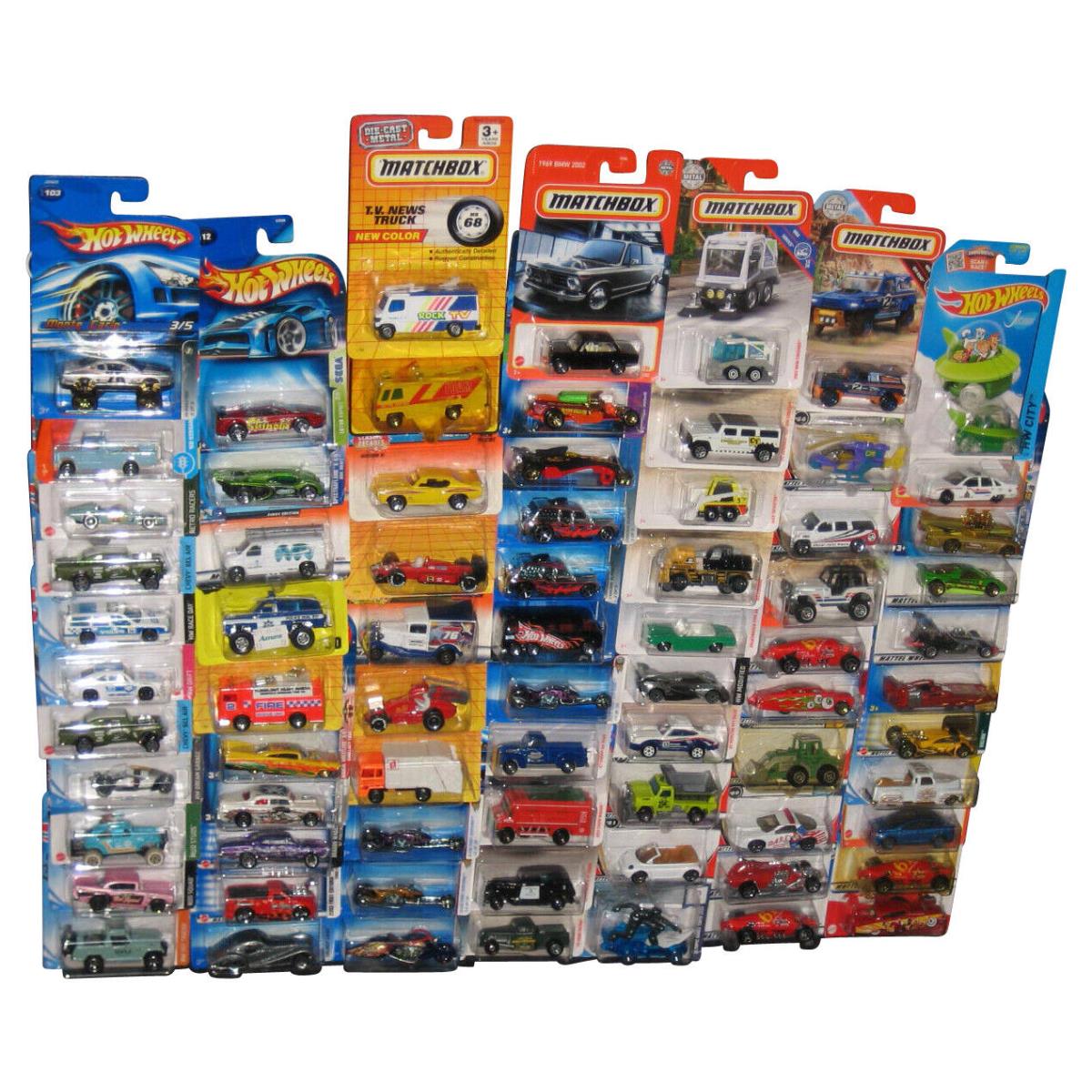 Hot Wheels Matchbox Mattel Die Cast Mixed Collection Toys -- Lot of 73 Cars