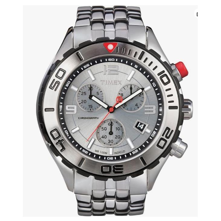 Timex Chronograph Silver Tone Dial Men`s Watch T2M7606K