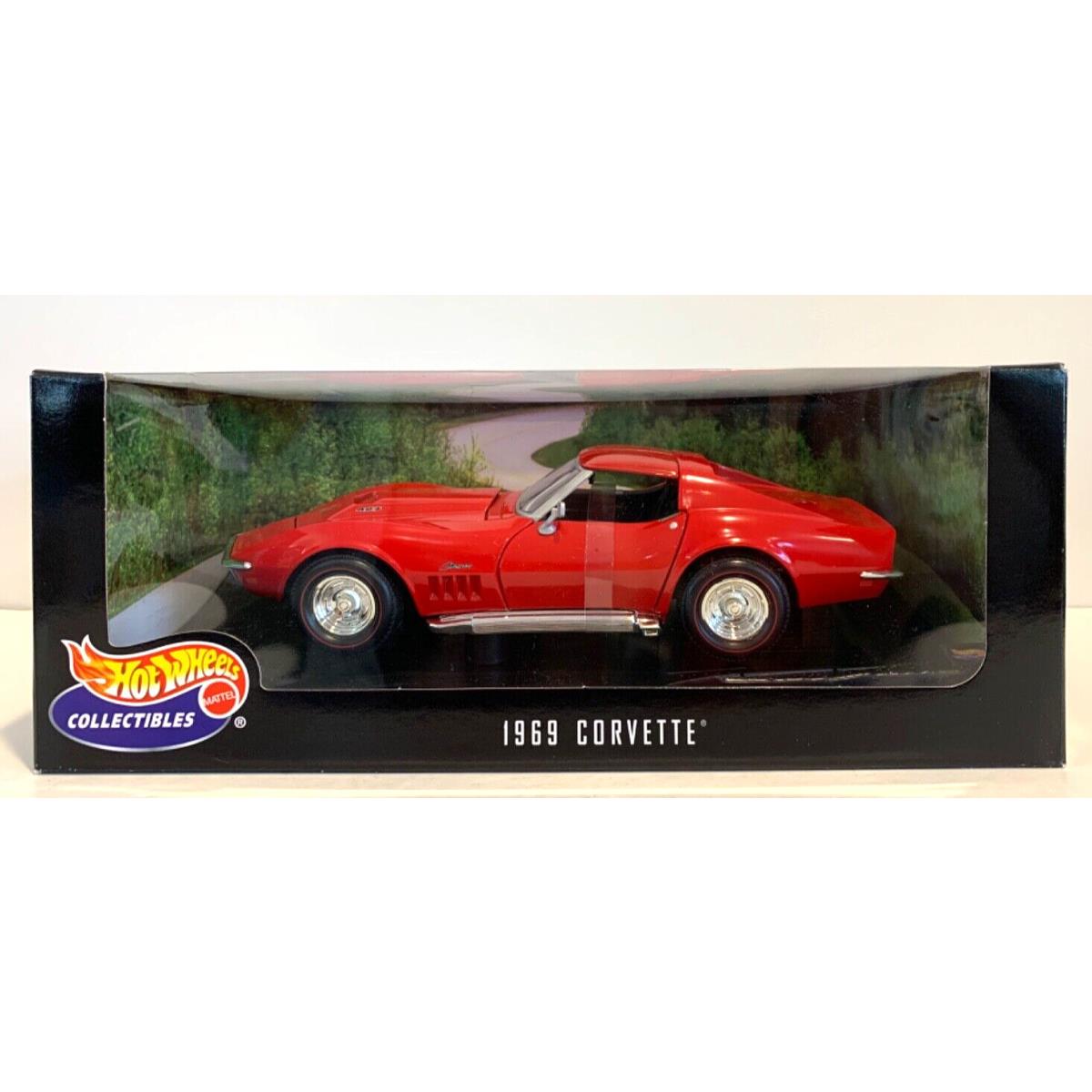 Hot Wheels 1969 Corvette Stingray Diecast Model Car 1:18 Box