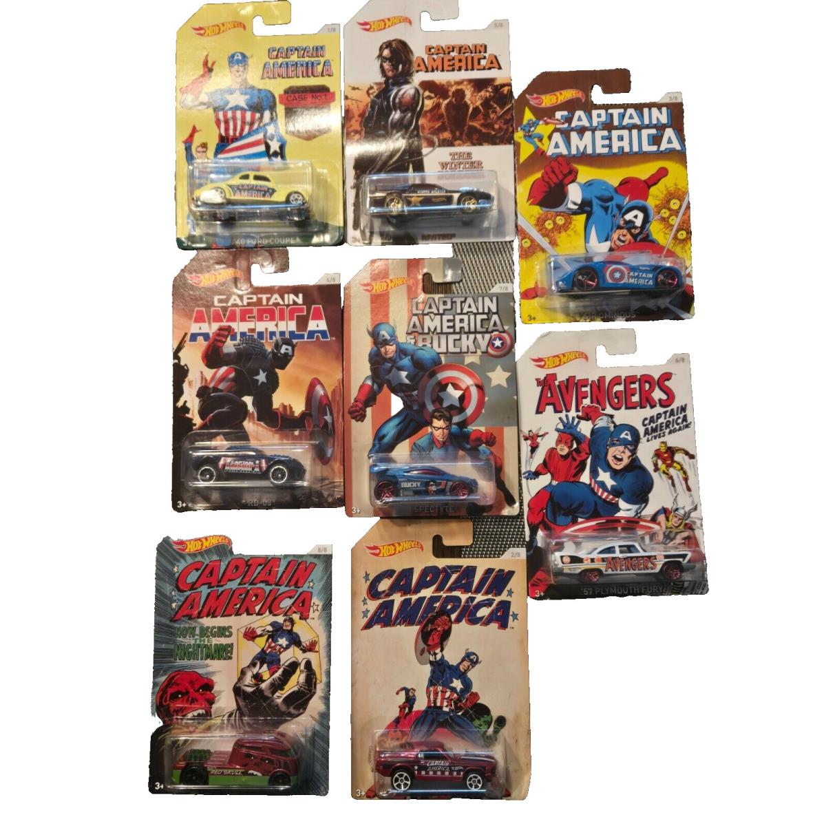 Captain America Hot Wheels Cars Set Full Set of 8 Hot Wheels