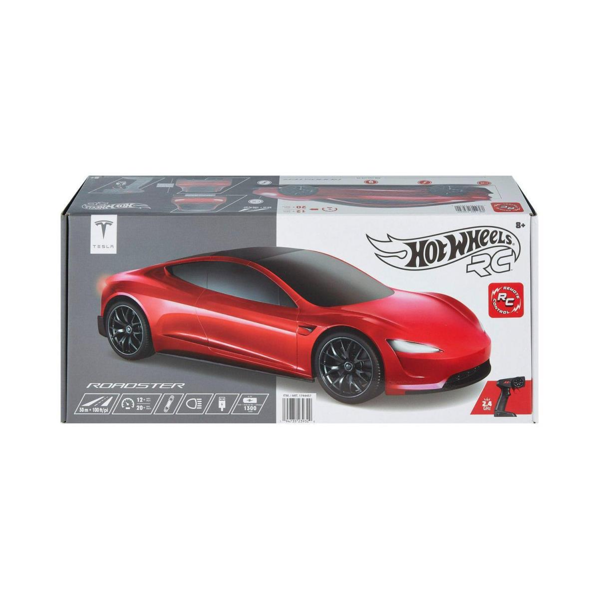 Hot Wheels 1/10 Rechargeable Red Tesla Roadster RC Car Radio Remote Control