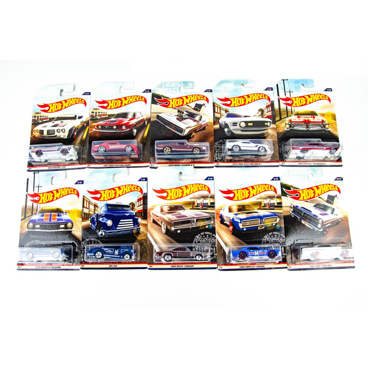 Hot Wheels Vintage American Muscle Complete Set of 10 2016 Walmart Exclusive