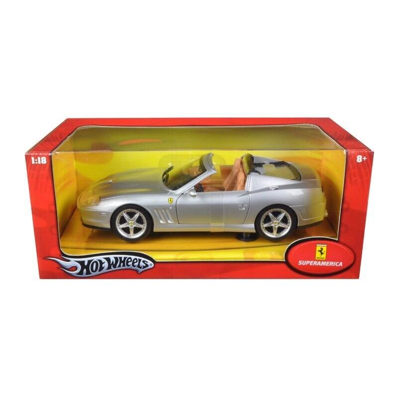 Hot Wheels Ferrari Super America Silver 1:18 Diecast Model Car J2873s