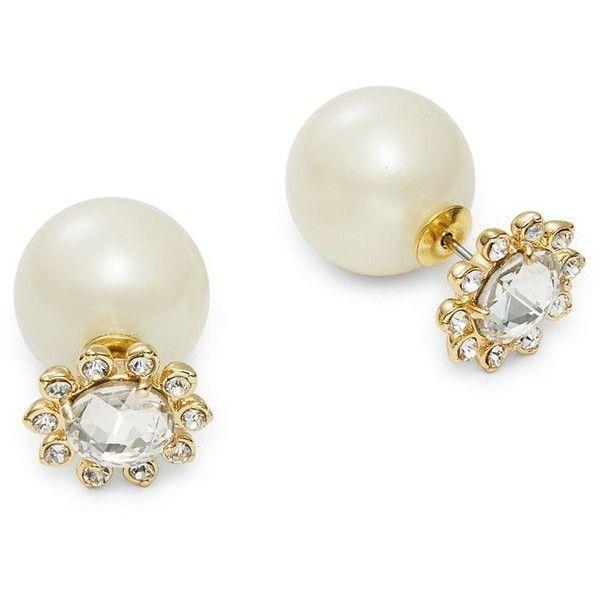 Kate Spade Reversible Flower Front Jumbo Pearl Back Earrings Daisy Crystals