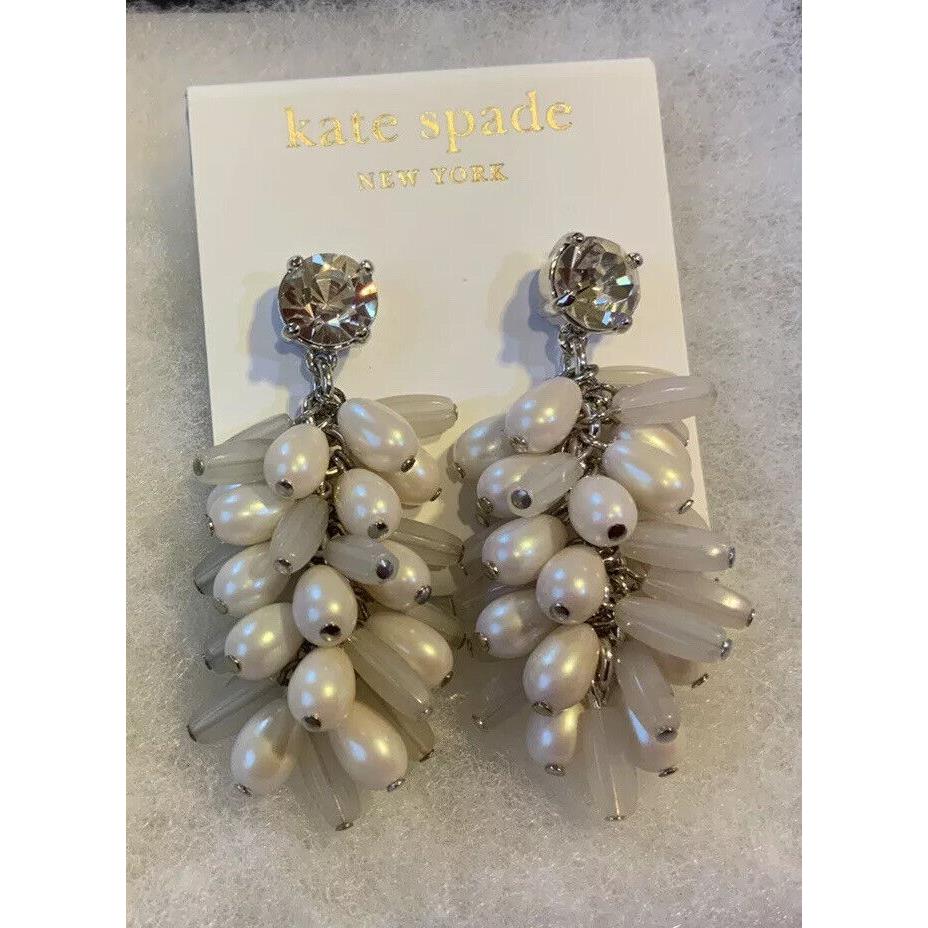 Kate Spade York Gerbera Garden Earrings White Crystal Pearl Wedding. Z67