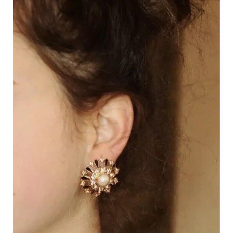 Kate Spade New York Tuxedo Pearls Stud Earrings Black Gold