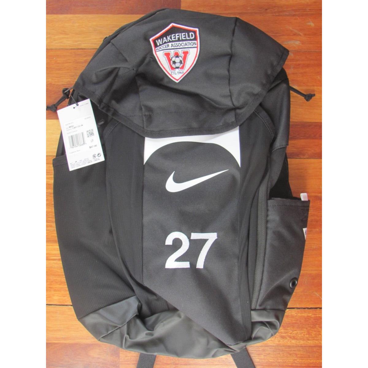 Wakefield Soccer Association 27 Nike Academy Club Team Backpack Black Futbol