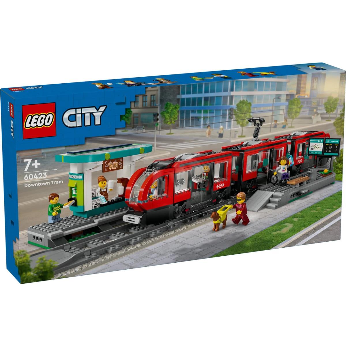 Lego City Downtown Streetcar and Station Tolley Playset 60423 Building Toy Set