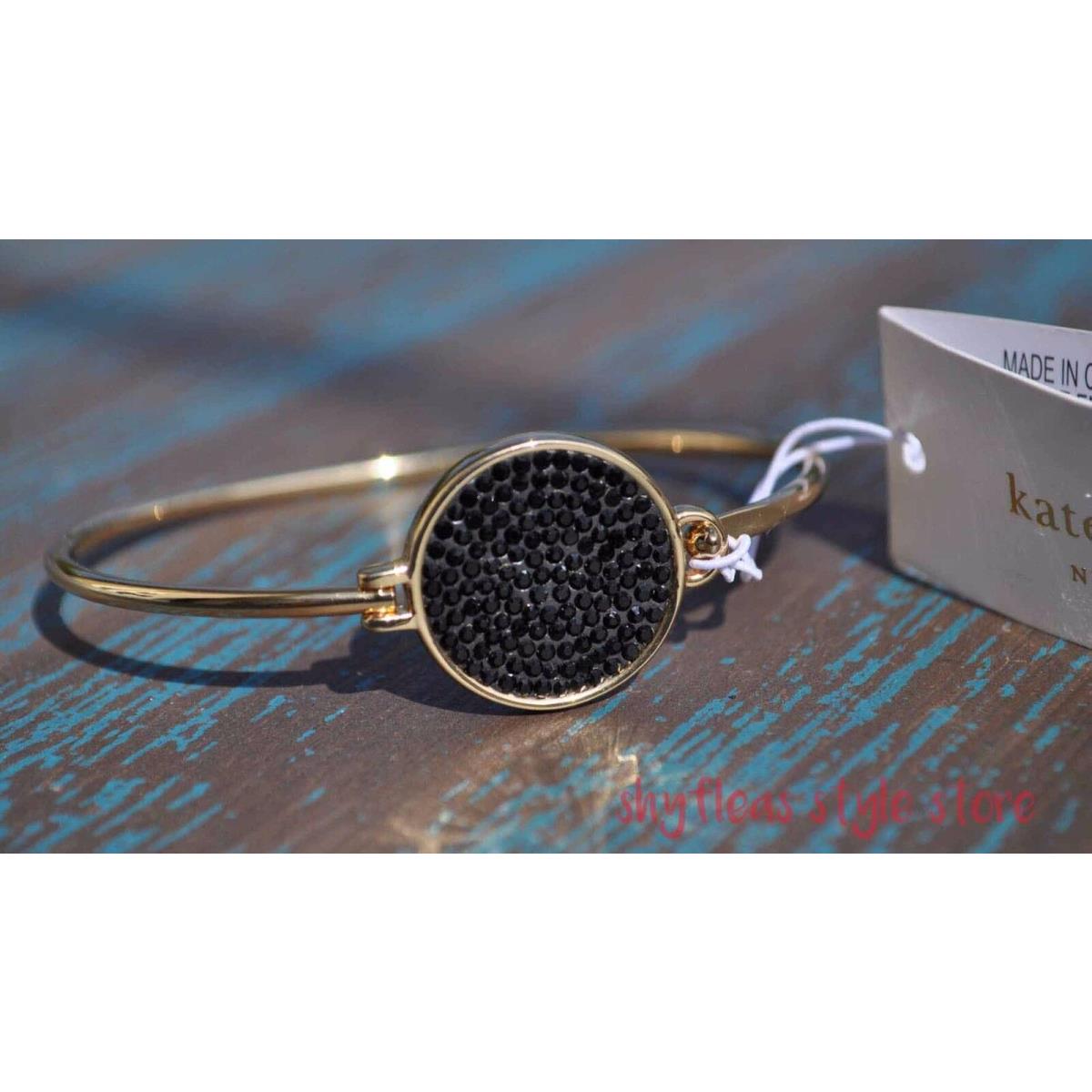 Kate Spade Bangle Bracelet Do Wonders Pave Disc Thin Black Gold Tone York