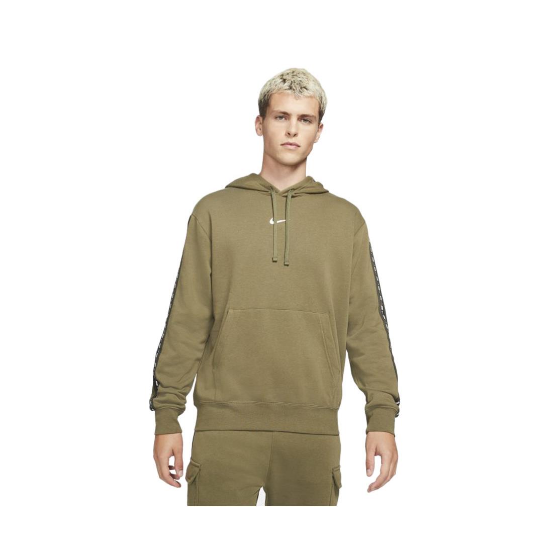 Nike Repeat Fleece PO Bb Mens Active Hoodies Size XS Color: Olive/white - Olive/White, Main: Green