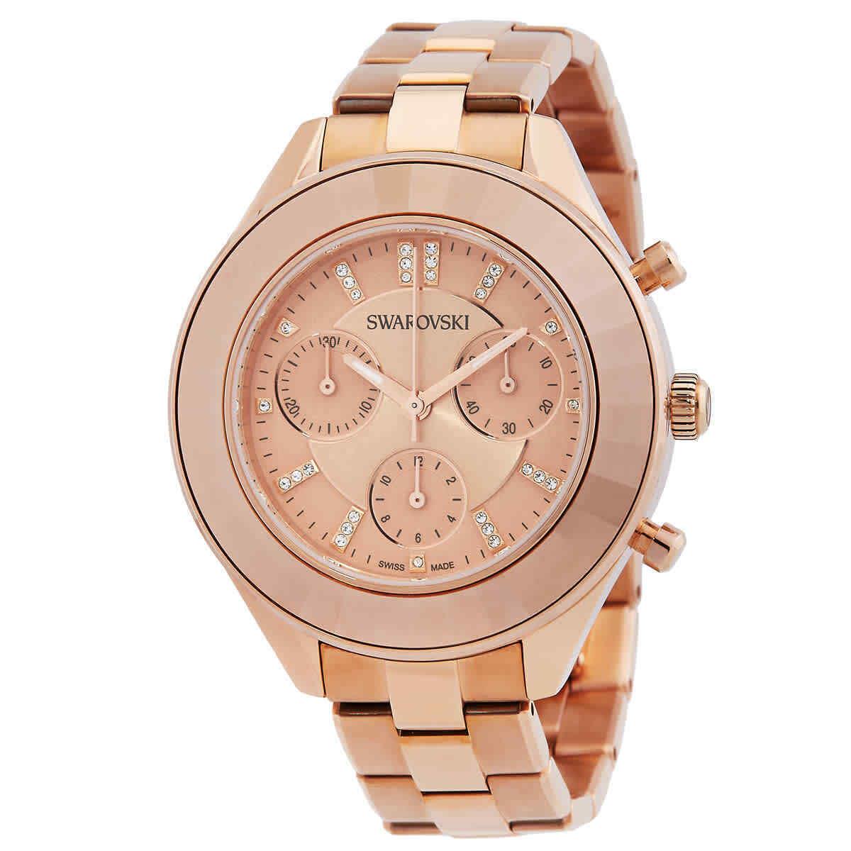 Swarovski Octea Lux Sport Chronograph Quartz Rose Gold Dial Watch 5610469