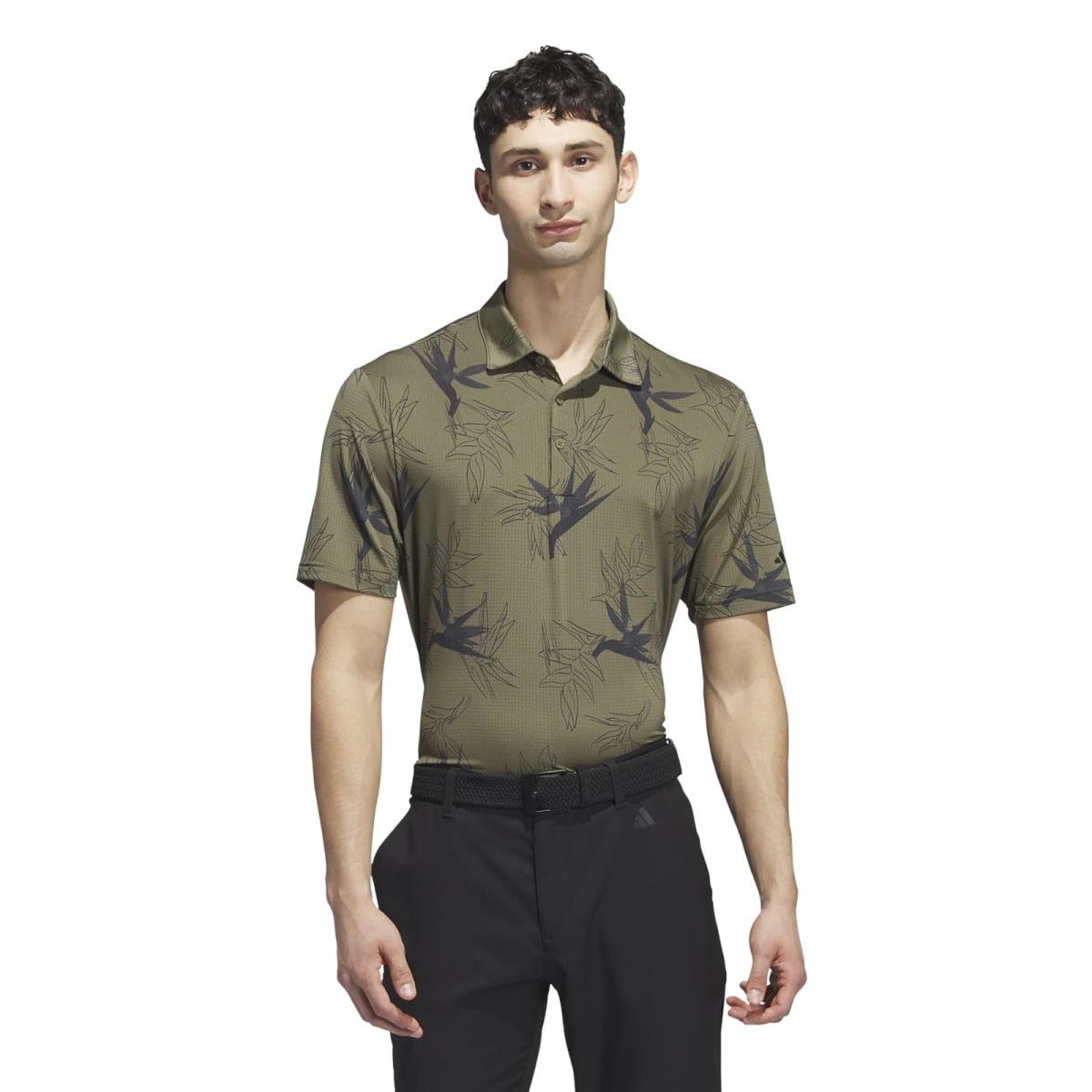 Man`s Shirts Tops Adidas Golf Oasis Mesh Polo Shirt Olive Strata