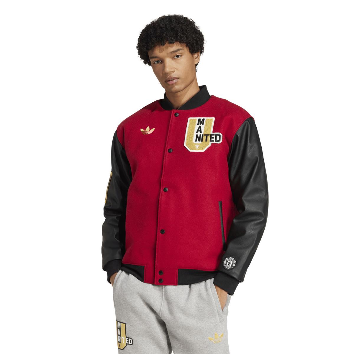 Unisex Adidas Originals Red Manchester United Varsity Pack Full-snap Jacket