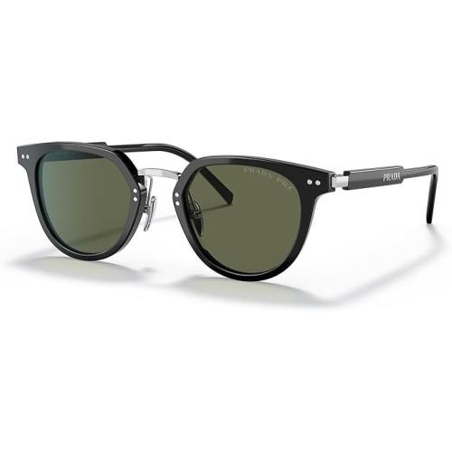 Prada Men`s Sunglasses Spr 17Y 1AB-03R Shiny Black / Green Polarized 49mm - Shiny Black, Frame: Shiny Black, Lens: Green-Grey