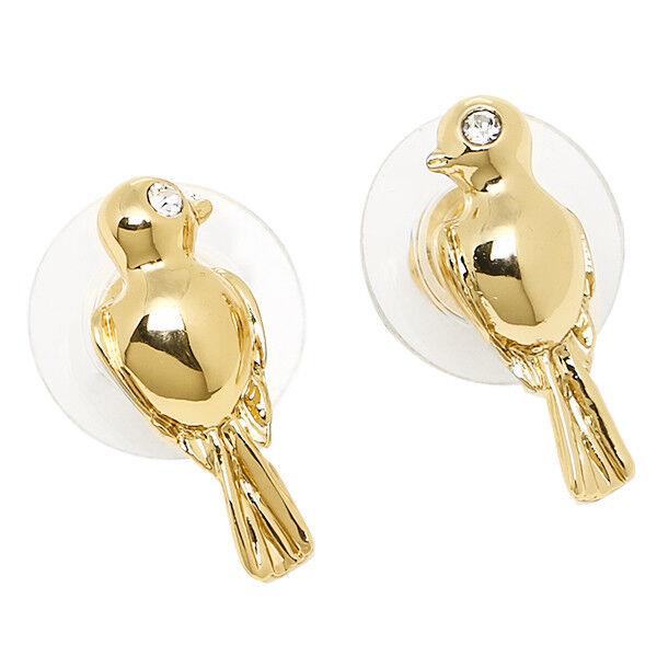 Kate Spade Earrings Caged Bird Studs in Gold Crystal Lovebird