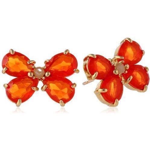 Kate Spade Garden Path Butterfly Stud Earrings Flo Orange Crystals Moth