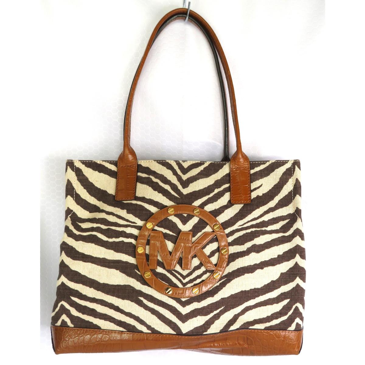 Michael Kors Sutter Canvas Tiger Print Tote Bag Satchel