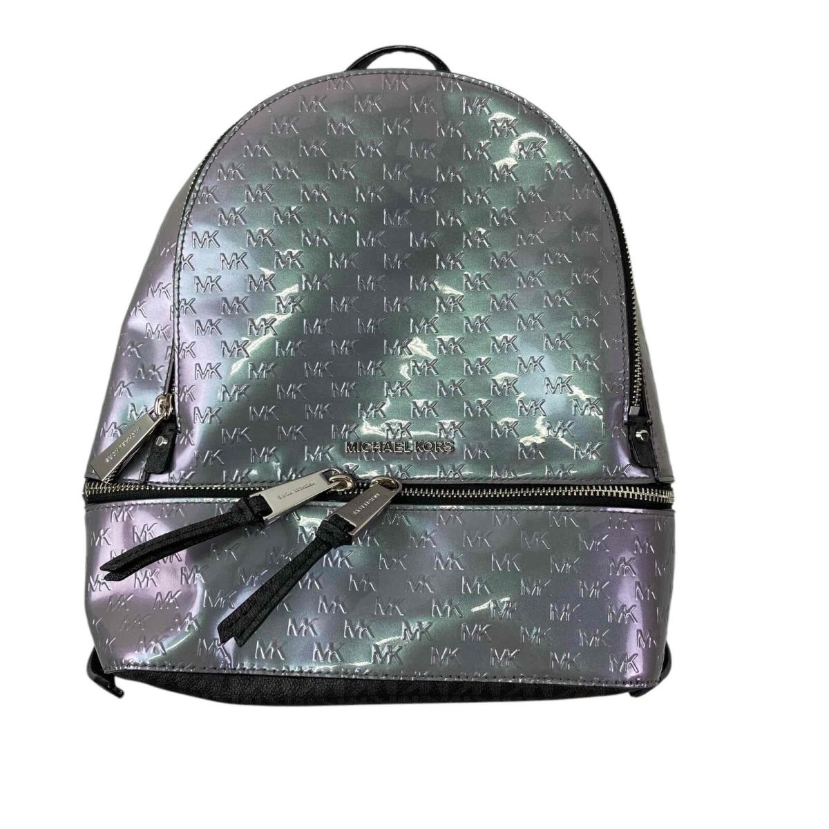 Michael Kors Women`s Rhea Zip Medium Backpack Heather Grey Metallic