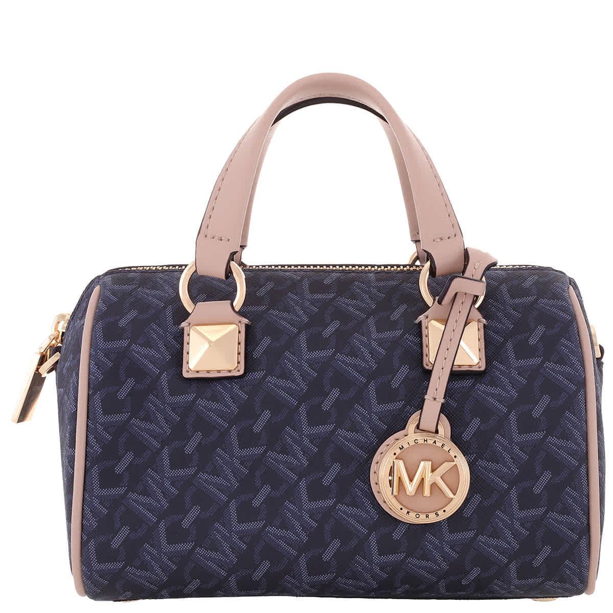 Michael Kors Grayson Signature Logo Duffle Crossbody Bag 32R4GGYC1B444 - Exterior: Blue