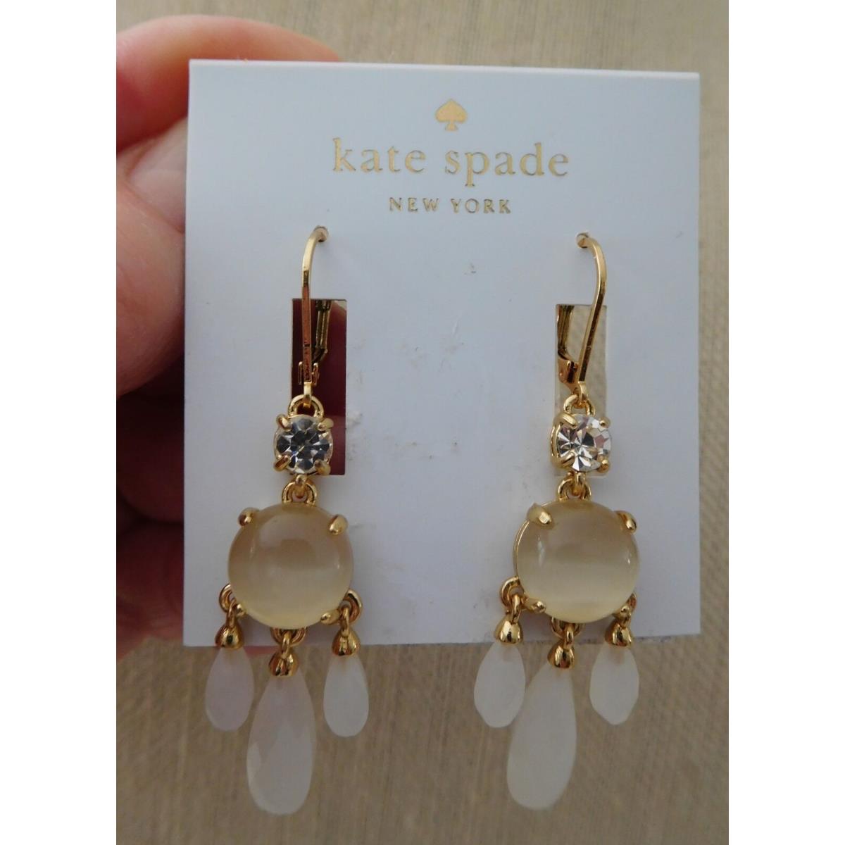 Kate Spade Pretty Stone Crystal Gold Tone Chandelier Earrings