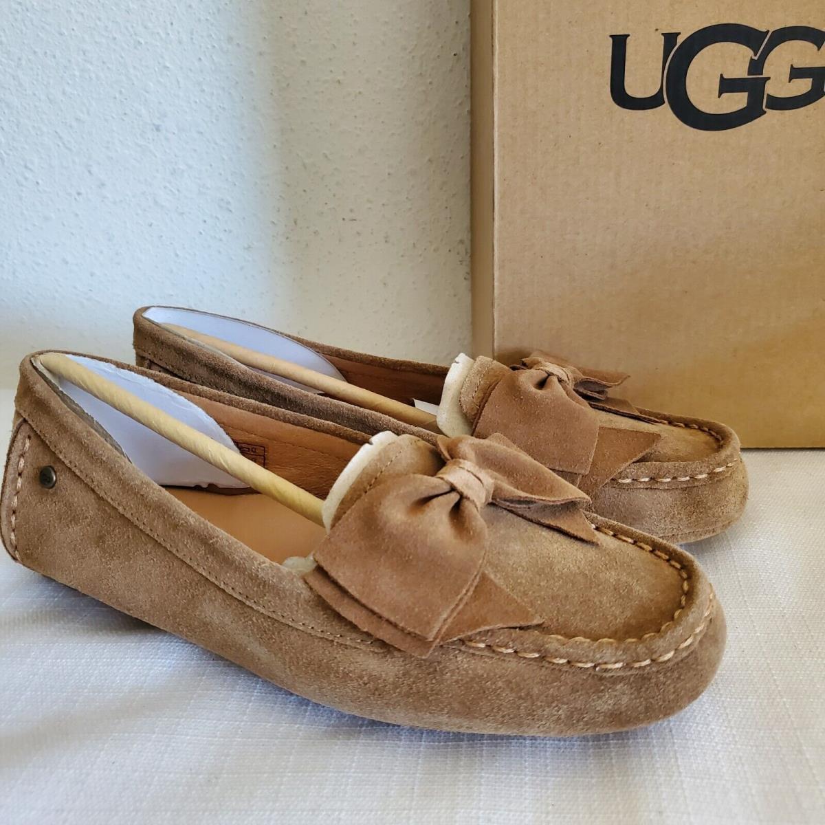 Womens Size 5.5 Chestnut Ugg Lilliana Bow Suede Loafers Flats Girls 3.5