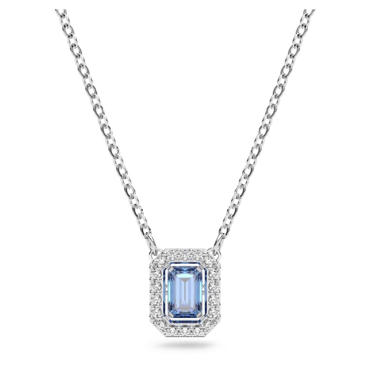 Swarovski Una Necklace Octagon Cut Blue Rhodium Plated 5614926