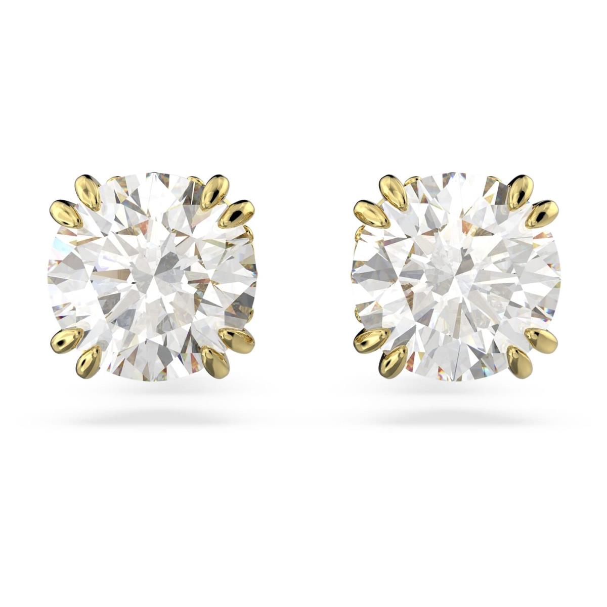 Swarovski Stilla Stud Earrings Round Cut White Gold-tone Plated 5642595