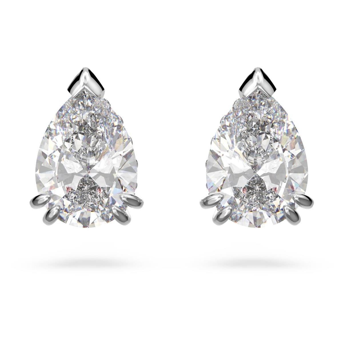 Swarovski Stilla Stud Earrings Pear Cut White Rhodium Plated 5636713