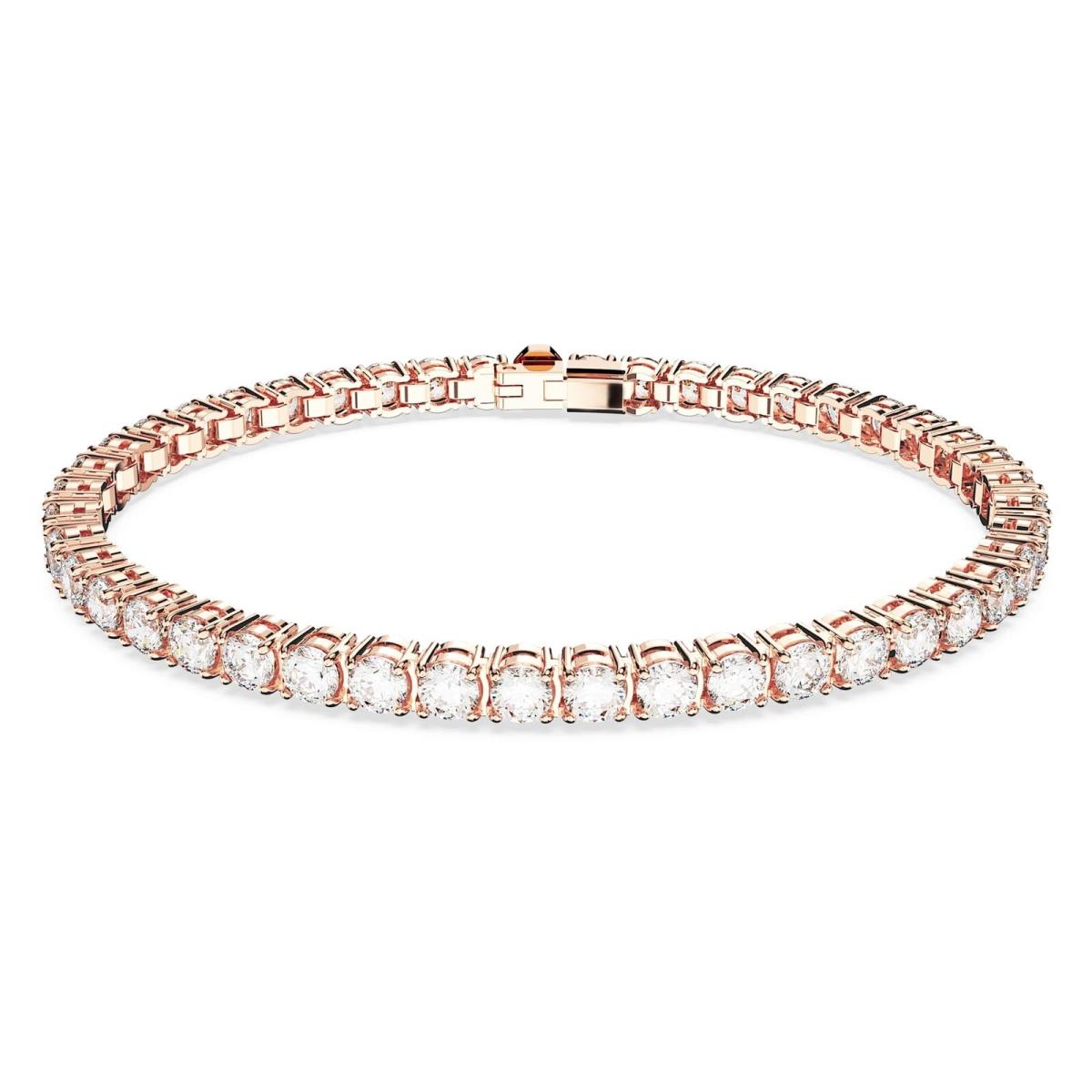 Swarovski Matrix Tennis Bracelet Round Cut White Rose Gold-tone Plated 5657659