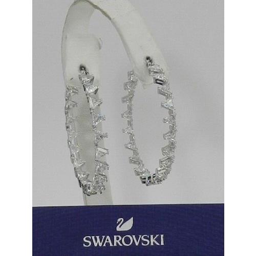 Swarovski Medium Crystal Trillion Hoop Earrings 1.73 5602230 NO Box