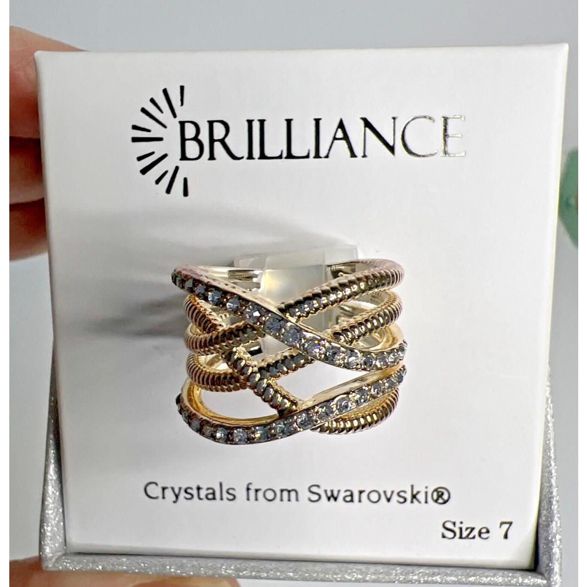 Brilliance Ring Size 7 Swarovski Crystals Twisted Multi Row Crisscross Infinity