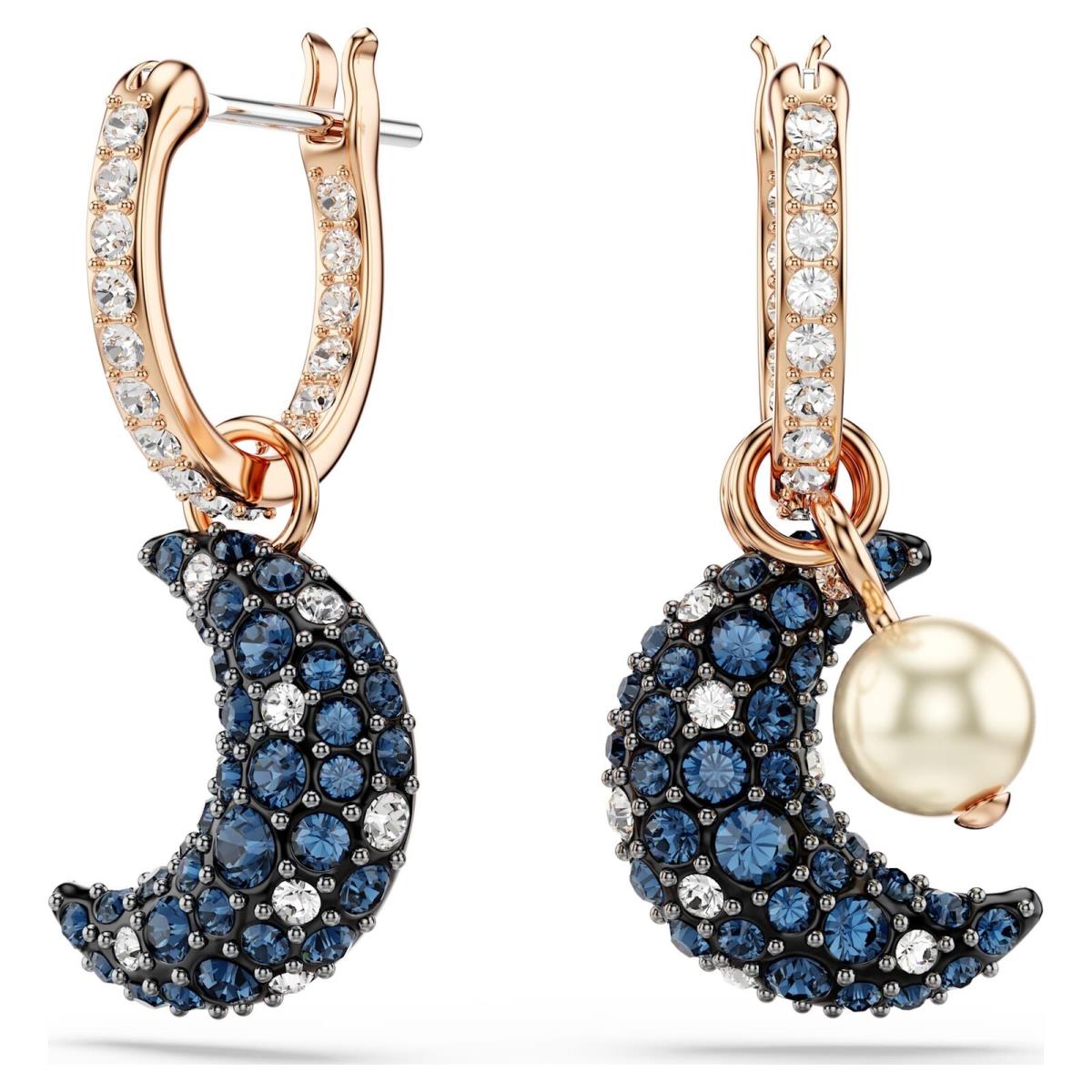 Swarovski Sublima Drop Earrings Asymmetrical Design Moon Rose Gold-tone Plated